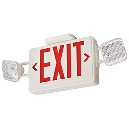 Lithonia Lighting ECR HO M6 Thermoplastic Casing Emergency Exit Sign with 2 LED Lamps, 227 Volts, 3 Watts, Red Letters