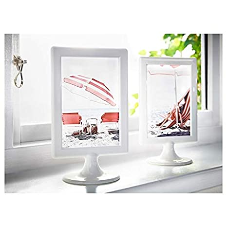 Standing Frame Color Photo Frames 4 X 6 Each Frame Holds 2 Pictures Wedding, School, Party Table Number (White)