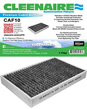 Cleenaire CAF10 The Most Advanced Protection Against SMOG Bacteria Dust Viruses Allergens Gases Odors, Cabin Air Filter For 12-15 Tesla Model S