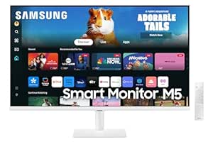 Samsung 32-Inch(80cm) M5 FHD Smart Monitor, 1920 x 1080, 60 Hz, OTT Apps, IoT Hub, Office 365, Workout Tracker, Multiple Ports, Speakers, Remote, Wi-Fi, Bluetooth (LS32DM501EWXXL, White)