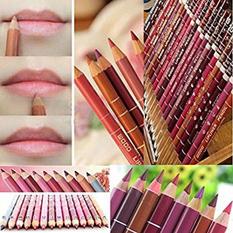 Aoohe 12 Colors Lipliner Waterproof Lip Liner Pencil Makeup Set