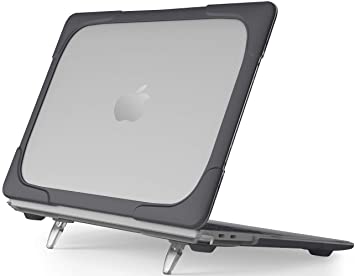 ProCase MacBook Pro 16 Case 2019 A2141 with Touch Bar & Touch ID, Heavy Duty Slim Hard Shell Dual Layer Protective Cover with Fold Kickstand for MacBook Pro 16 Inch 2019 Release -Black