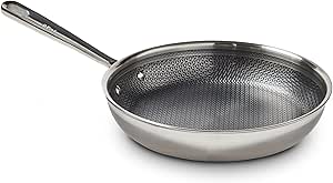 T-fal HybridMesh Tri-Ply Stainless Steel Fry Pan 8 Inch, Induction Oven Safe 500F, Metal Utensil Safe, Platinum Non Stick, Ideal For Searing, Sauteing & Frying, Cookware, Dishwasher Safe, Silver/Black