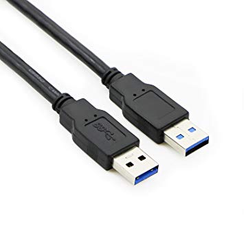 PASOW USB 3.0 Type A Male to Type A Male 24/28AWG Cable Cord (10 Feet, Black)