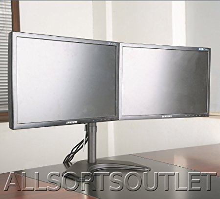 DUAL DOUBLE TWIN LCD LED TFT COMPUTER MONITOR FREESTANDING DESK STAND MOUNT HEAVY DUTY FULLY ADJUSTABLE FOR 2 / TWO SCREENS 15-27"