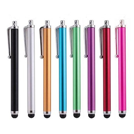 ELENXS--Bundle of 8 PCS LONG Colorful Stylus Pen Set more Stylus Touch Screen Cellular Phone & Tablet Pen for iPhone 3G/S, 4G/S, iPod Touch, iPad 2 & 3, SONY PLAYSTATION, PSP PS VITA, Motorola Xoom, Samsung Galaxy SII & SIII, BlackBerry, Barnes & Noble Nook Color, Droid Bionic （random colors）