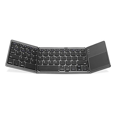 GBTIGER Foldable Bluetooth Keyboard, Portable Tri-fold Ultra-slim Mini Bluetooth Wireless Keyboard with Built-in Rechargeable Battery for Windows Android IOS Tablet iPad Smartphone, Black