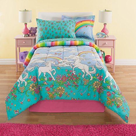 Rainbows & Unicorns Girls Full Comforter Set (8 Piece Bed In A Bag)