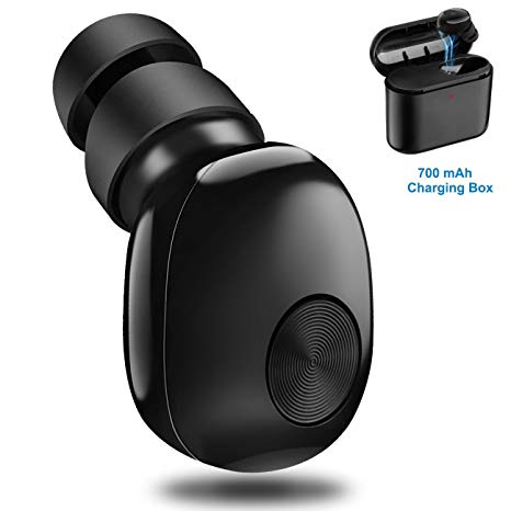 Bluetooth Earbud, Ledeak Wireless Bluetooth Stereo Earphone Noise Cancelling Mini Invisible in Ear Headset with 700mAh Portable Charging Case, Headphone Mic for iPhone iPad and Android Smart Phones