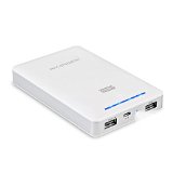 Most Powerful Portable Charger RAVPower 16000mAh External Battery Pack Power Bank with iSmart Technology 3rd Gen Deluxe 45A Output Dual USB Apple 30pin and Lightning Cable Not Included - White