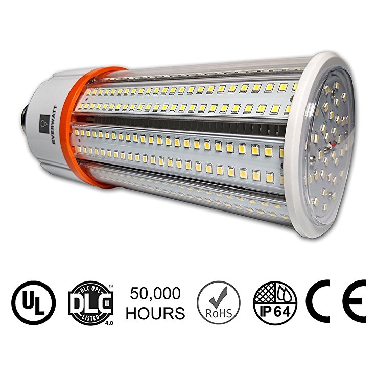 60W LED Corn Light Bulb, Large Mogul E39 Base, 8115 Lumens, 5000K, Replacement for 250W to 400W Metal Halide Bulb, HID, CFL, HPS