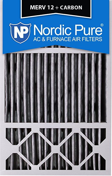 Nordic Pure 16x25x5HPM12C-2 Honeywell Replacement Pleated MERV 12 Plus Carbon Filter (2 Pack), 16 x 25 x 5"