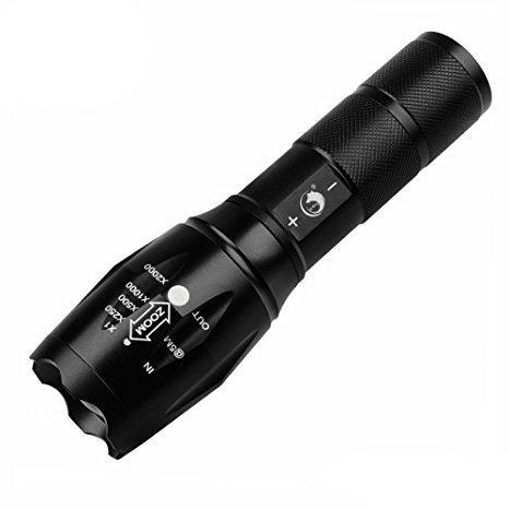 Super Bright Handheld LED Flashlight with Adjustable Focus and 5 Light Mode LED Tactical Flashlight, 1000 Lumen Rechargeable Flashlight by U`King …