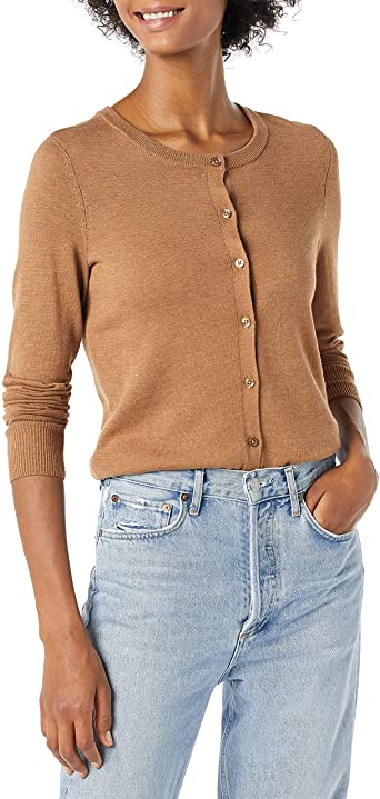 Amazon Essentials Womens Lightweight Crewneck Cardigan Sweater