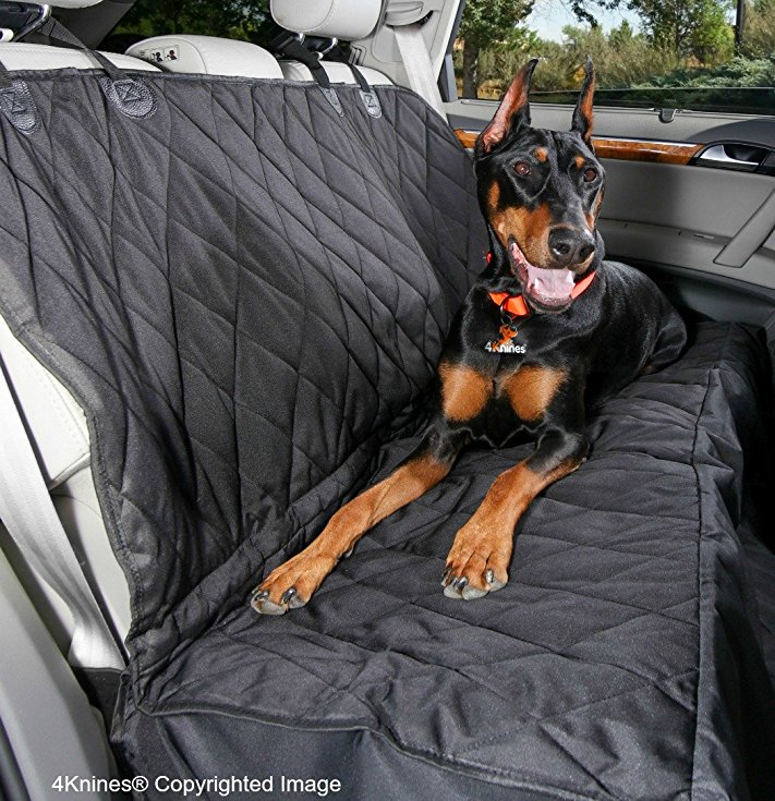 4Knines Rear Bench Seat Waterproof Non-Slip Cover with Hammock, Lifetime Warranty (Regular, Black)