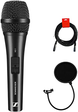 Sennheiser XS 1 Handheld Cardioid Dynamic Vocal Microphone Bundle with Pop Filter and 20" XLR-XLR Cable