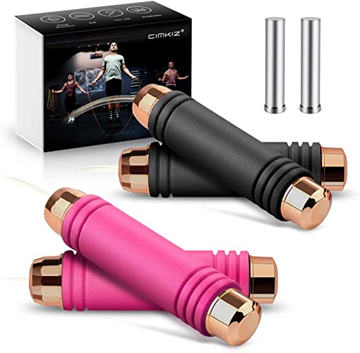 Weighted Jump Rope -Workout Jump Ropes for Exercise, Indoor Fitness, Gym -Tangle Free Ball Bearing Speed Rope with Memory Foam Antiskid Handles - Women, Men and Kids Aerobic Exercise