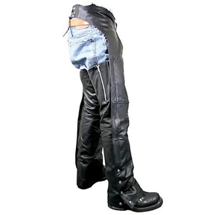 Xelement B-7552 Best Seller Mens Premium Motorcycle Easy Fit Chaps with Zipper - 48