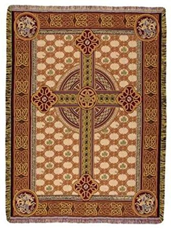 Irish Celtic Cross Tapestry Throw Blanket 50" x 60"