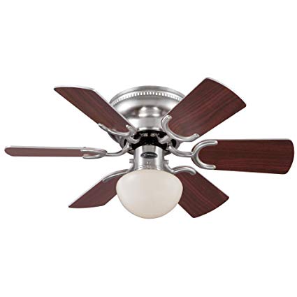 Westinghouse 7213300 Traditional Petite 30 inch Brushed Nickel Indoor Ceiling Fan, Light Kit with Opal Mushroom Glass