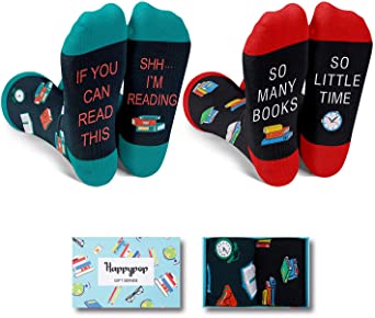 HAPPYPOP Women If You Can Read This Shhh I'm Reading Cupcake Cookies Sushi Pizza Socks Gift Box 2 Pack