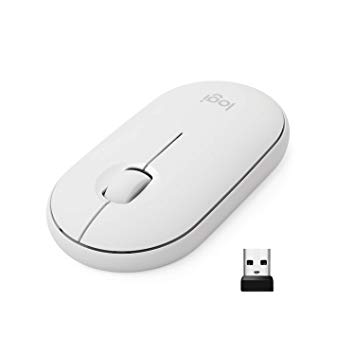 Logitech Pebble M350 Wireless Mouse with Bluetooth or 2.4 GHz Receiver, Silent, Slim Computer Mouse with Quiet Click for Laptop, Notebook, PC and Mac, Off-White