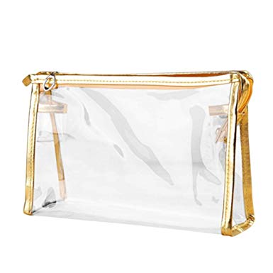 Inverlee 1X Clear Transparent Plastic PVC Travel Cosmetic Make Up Toiletry Bag Zipper