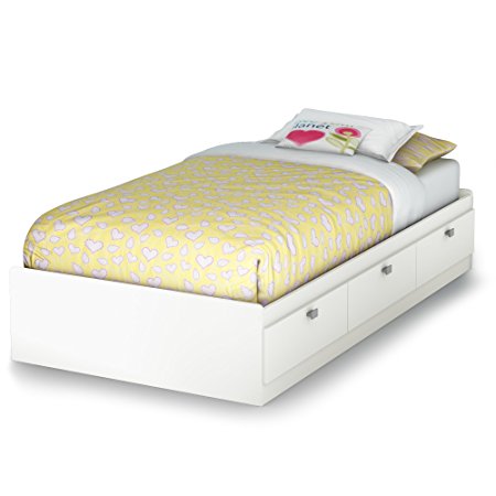 South Shore Furniture Spark Collection, Twin Mates Bed, Pure White