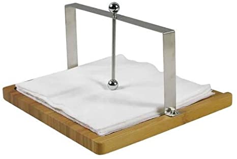 Stainless Steel Napkin Holder with Bamboo Base
