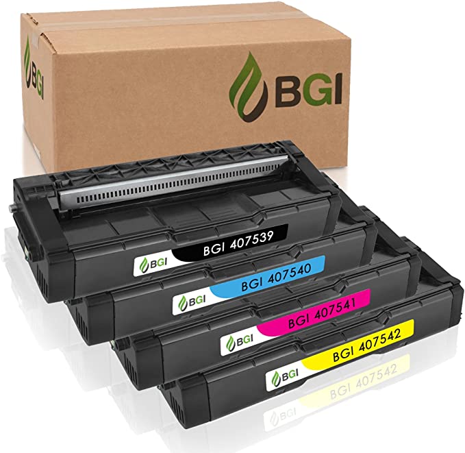 BGI Compatible Replacement Toner for Ricoh Aficio SP C250DN C250SF C261SFN C261SFNw C261DNw C250 C261 Toner Ink | 407539 407540 407541 407542 | 4-Pack High Yield