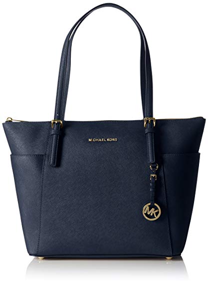 Michael Kors Jet Set Large Top-Zip Saffiano Leather Tote, Women’s Hobos and Shoulder Bag