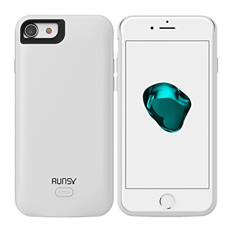RUNSY iPhone 7 / 6S / 6 Battery Case, 5200mAh Rechargeable Extended Battery Charging Case for iPhone 7 / 6S / 6 (4.7 inch), External Battery Charger Case, Backup Power Bank Case (White)