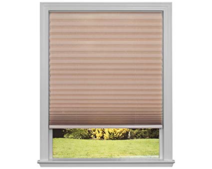 Easy Lift Trim-at-Home Cordless Pleated Light Filtering Fabric Shade Natural, 48 in x 64 in, (Fits windows 31"- 48")
