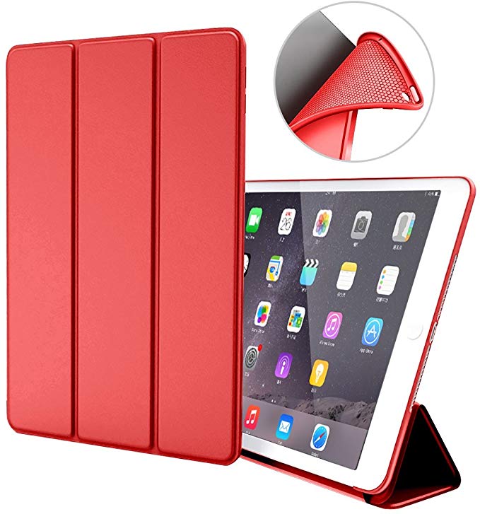 iPad Air 1 Case,GOOJODOQ Smart Cover with Magnetic Auto Sleep/Wake Function PU Leather Shockproof Silicon Soft TPU Folio Case for Apple iPad Air 1 in Red