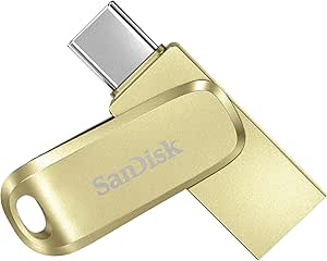 SanDisk 128GB Ultra Dual Drive Luxe USB Type-C - Up to 400MB/s, Gold - SDDDC4-128G-G46GD