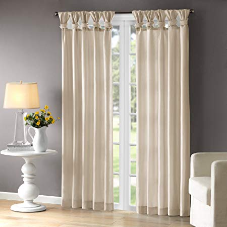 Madison Park Emilia Room-Darkening Curtain DIY Twist Tab Window Panel Black-Out Drapes for Bedroom and Dorm, 50x84, Champagne