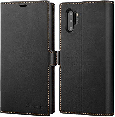 Galaxy Note 10 Plus Wallet Case Premium Leather Note 10  Plus Folio Flip Case with Kickstand Card Holder Slots Screen Protector Shockproof Protective Cover for Samsung Galaxy Note 10 Plus 6.8” (Black)