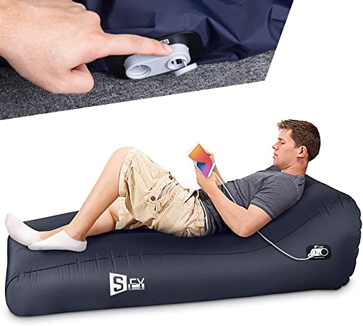 Inflatable Lounger Fully Automatic Inflatable Couch Air Mattress Portable Auto Air Sofa Lazy Chair Sleeping Camping Pad for Outdoor Picnics Hiking Beach Music Festivals Home Camping Travel