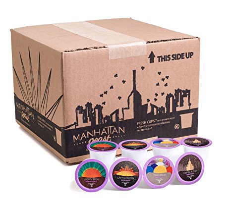 Manhattan Roast Variety Pack of 4 Signature Blends ‘Empire Blend ‘Times Brew ‘Liberty Brew ‘Chrysler Brew' Single Serve Coffee Freshcup works in most Keurig KCup Brewers 60 Count Box