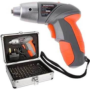 Terratek Lithium Ion 3.6V Cordless screwdriver complete with 102 piece accessory kit