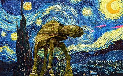 Vincent Van Gogh Starry Night Fabric Cloth Rolled Wall Poster Print -- Size: (40" x 24" / 21" x 13")