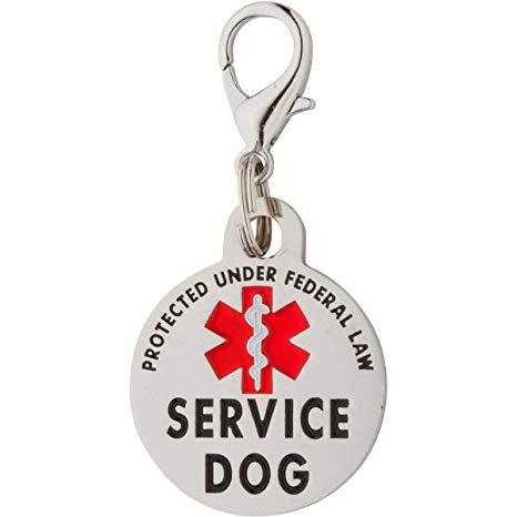 K9King Double Sided Service Dog Small Breed Federal Protection Tag. Easily Attach to Collar Harness Vest