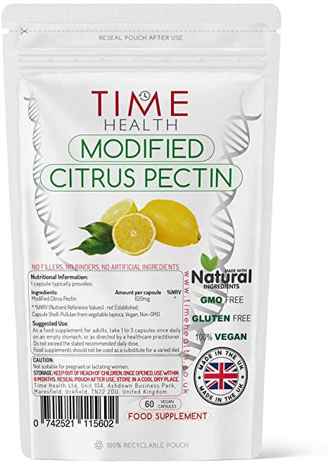 Modified Citrus Pectin (MCP) – Over 90% Galacturonic Acid – Naturally Derived from Lemons – Vegan – UK Made Supplement – Zero Additives (60 Capsule Pouch) (60 Capsule Pouch)