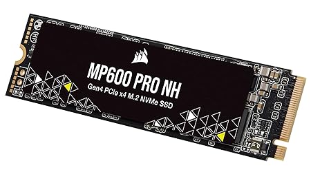 Corsair MP600 PRO NH 2TB PCIe Gen4 x4 NVMe M.2 SSD – 3D TLC NAND – M.2 2280 – Direct Storage Compatible- Up to 7000MB/s & 5700MB/s Sequential Read/Write Speed - No Heatsink - CSSD-F2000GBMP600PNH