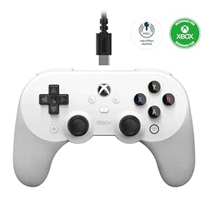 8Bitdo Pro 2 Wired Controller for Xbox, Hall Effect Joystick Update, 3.5mm Audio Jack, Compatible with Xbox Series X|S, Xbox One, Windows 10/11 - Officially Licensed (White)