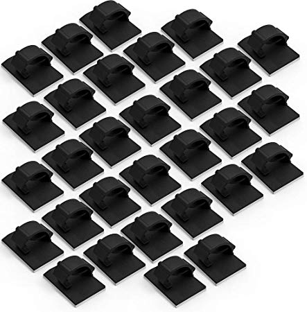 Smilife Black Cable Clips, Adhesive Wire Holder Clips for Car, Home and Office, 30 Pack