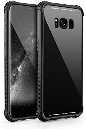 Besiva Samsung Galaxy S8 Case, Tempered Glass Back Cover and Soft Silicone Bumper Frame Shock Anti-Scratch Wireless Charging Compatible Galaxy S8