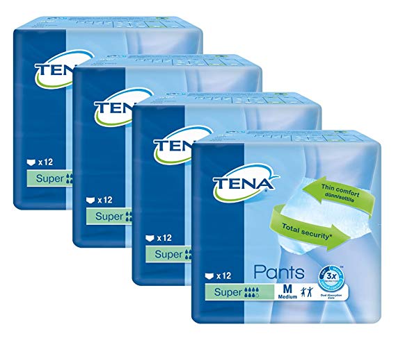 TENA Pants Super Medium - Case Saver 4 Packs of 12