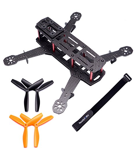 Readytosky 250 Quadcopter Frame Carbon Fiber 250mm FPV Racing Drone Frame with 4mm Arms and Lipo Battery Strap