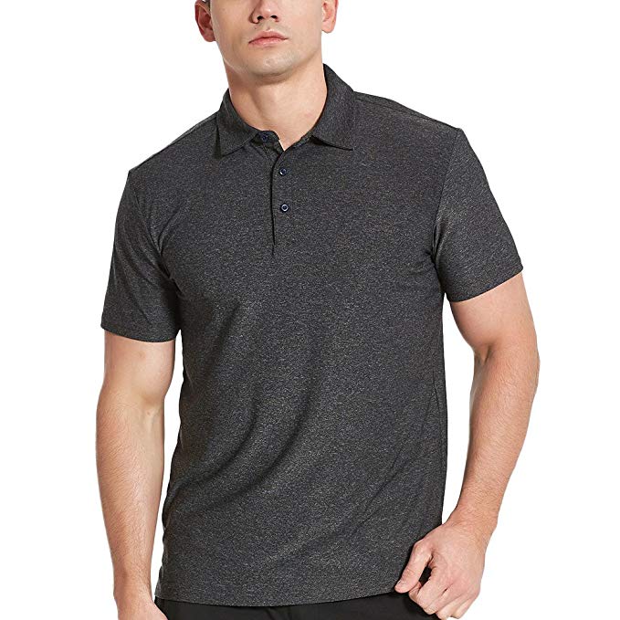 COVISS Men's Athletic Golf Polo Shirts, Dry Fit Short Sleeve Workout Shirt